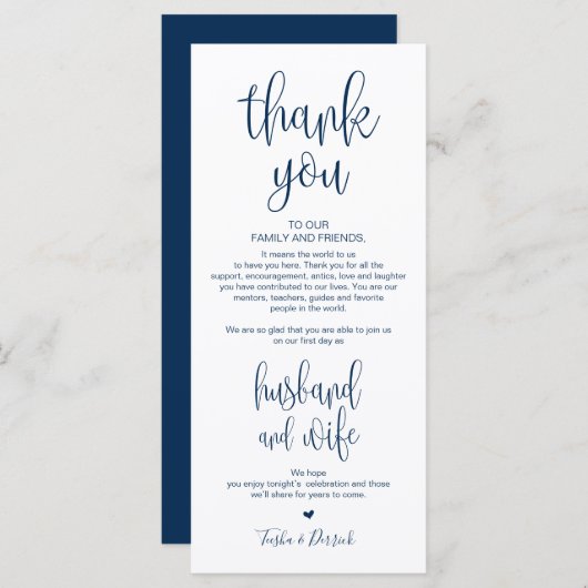 Plaats Instelling Hartelijk dank voor uw huwelijks Programmakaart (Voorkant / Achterkant)