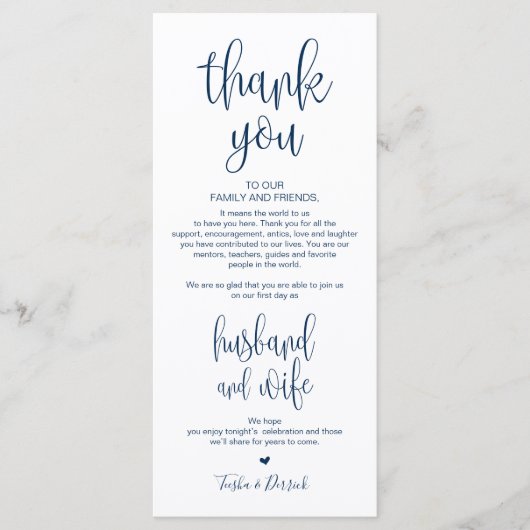 Plaats Instelling Hartelijk dank voor uw huwelijks Programmakaart (Voorkant)