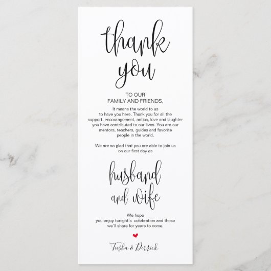 Plaats Instelling Hartelijk dank voor uw huwelijks Programmakaart (Voorkant)