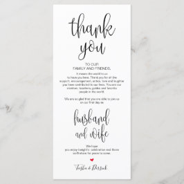 Plaats Instelling Hartelijk dank voor uw huwelijks Programmakaart