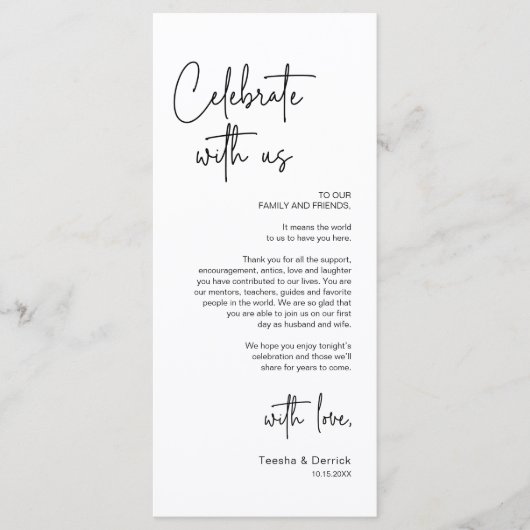 Plaats instelring instelbaar innemerkaart bedankt  programmakaart (Voorkant)