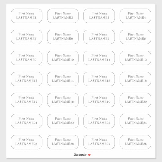 Plaats kaart gastnamen x28 Individuele naam wissen Sticker (Vel)