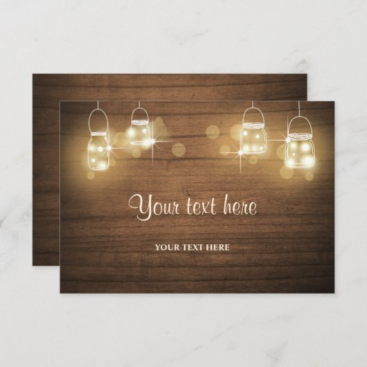 Plaats kaart Rustieke houten potten Lights Elegant (Voorkant / Achterkant)