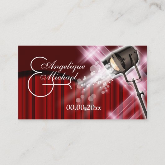 Plaats kaarten Hollywood bruiloft rood zwart wit Plaatskaartje (Voorkant)