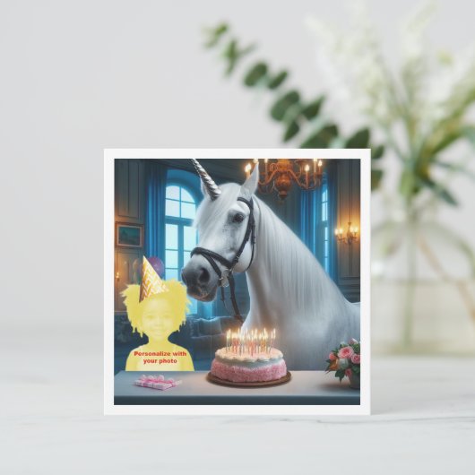 Plaats mijn gezicht in de afbeelding, eenhoorn en  kaart (Staand voorkant)