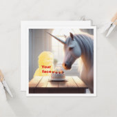 Plaats mijn gezicht in de afbeelding, eenhoorn en  kaart (Voorkant / Achterkant in situ)