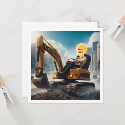 Plaats mijn gezicht in de afbeelding, graafmachine kaart (Voorkant / Achterkant in situ)