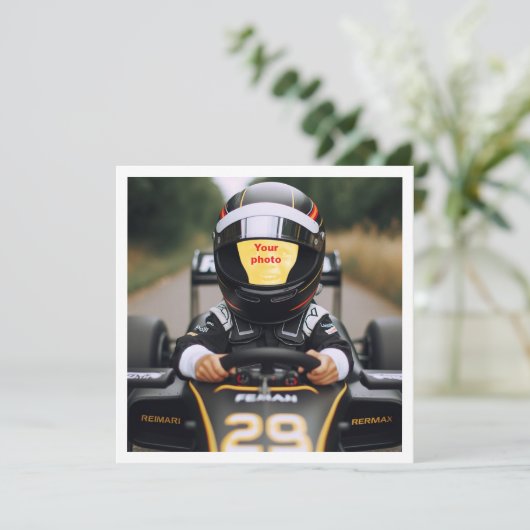 Plaats mijn gezicht in de afbeelding, zwarte racea kaart (Staand voorkant)
