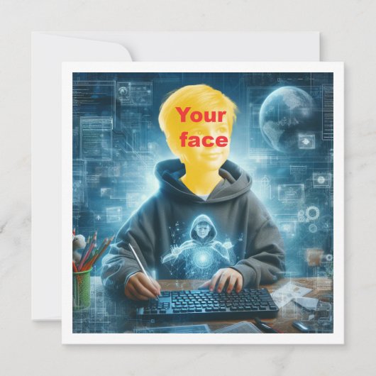 Plaats mijn gezicht in de foto, computerliefhebber kaart (Voorkant)