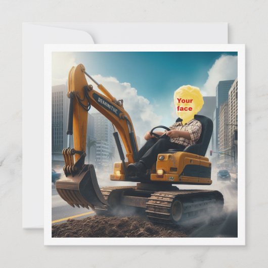 Plaats mijn gezicht in de foto, graafmachine, exca kaart (Voorkant)