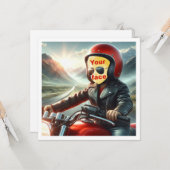 Plaats mijn gezicht in de foto, kind rijden motorf kaart (Voorkant / Achterkant in situ)