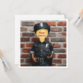 Plaats mijn gezicht in de foto, zwarte politieagen kaart (Voorkant / Achterkant in situ)