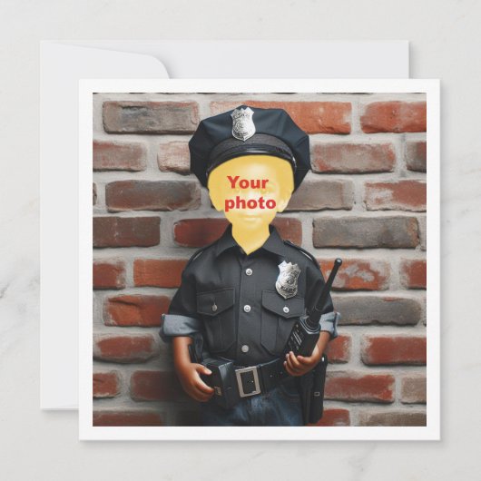 Plaats mijn gezicht in de foto, zwarte politieagen kaart (Voorkant)