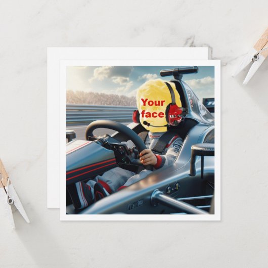 Plaats mijn gezicht in het afbeelding, Formule 1 r Kaart (Voorkant / Achterkant in situ)