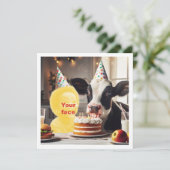 Plaats mijn gezicht in het afbeelding, koe verjaar kaart (Staand voorkant)
