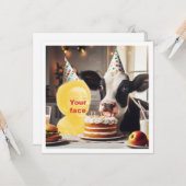 Plaats mijn gezicht in het afbeelding, koe verjaar kaart (Voorkant / Achterkant in situ)