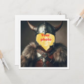 Plaats mijn gezicht in het afbeelding, Viking krij Kaart (Voorkant / Achterkant in situ)