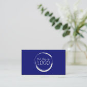 Plaats mijn witte logo op blauw visitekaartje (Staand voorkant)
