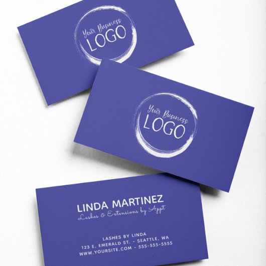 Plaats mijn witte logo op blauw visitekaartje