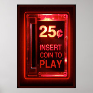 Plaats muntretro arcade poster