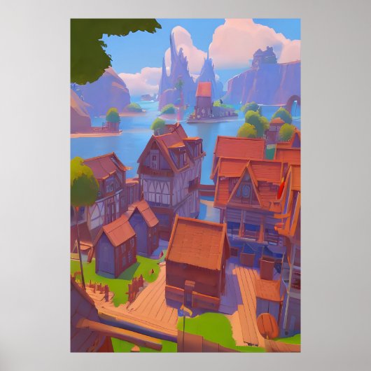 Plaats nabij het zee | AI Art Poster (Voorkant)