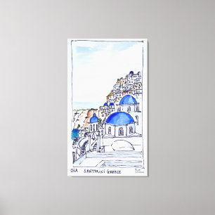 Plaats Oia Eiland Santorini, Griekenland Canvas Afdruk