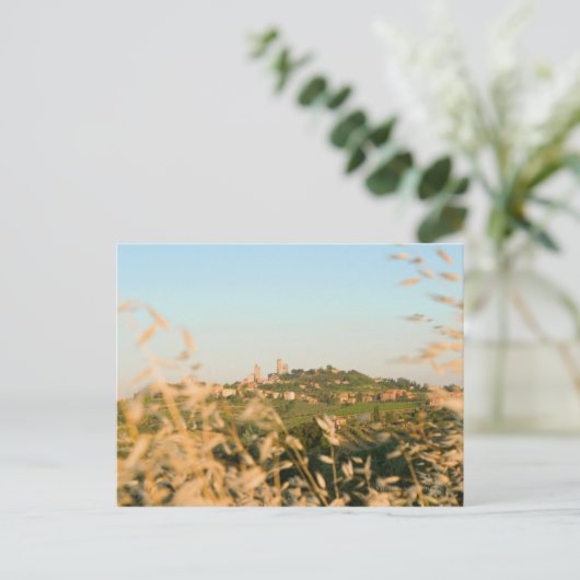 Plaats op een heuvel, San Gimignano, provincie Sie Briefkaart (Staand voorkant)