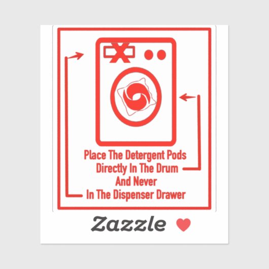 'Plaats peulen direct in' wasserette rode overlay Sticker (Vel)