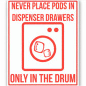 'Plaats peulen in de trommel' Laundromat Red Overl Sticker (Voorkant)