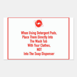 'Plaats Pods Direct' Laundromat Red Overlay Rechthoekige Sticker