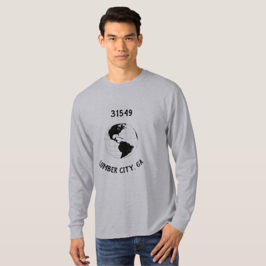 Plaats: Postcode Wereldbol Wereldkaart T-shirt (Voorkant volledig)