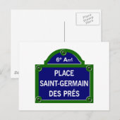 Plaats Saint-Germain des Pres, Paris Street Sign Briefkaart (Voorkant / Achterkant)