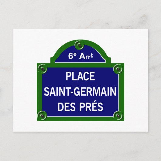 Plaats Saint-Germain des Pres, Paris Street Sign Briefkaart (Voorkant)