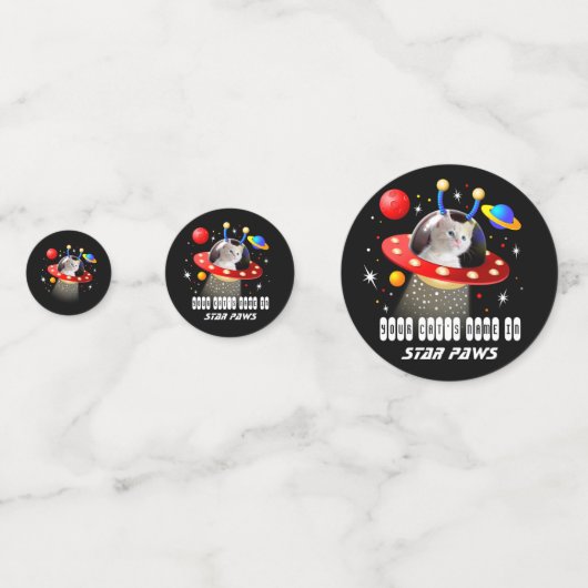 Plaats uw kat in een Alien Spaceship UFO Sci Fi Confetti (Achterkanten)