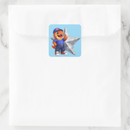 Plaats zilveren ster niveau twee prestatieprijs ge vierkante sticker