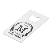 Plaatsaanwijzer initials creditkaart flessenopener (Voorkant Gekanteld)