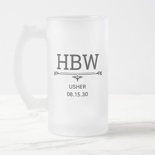 Plaatsaanwijzer initials matglas bierpul (Links)