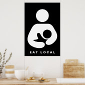 Plaatselijk eten / borstvoeding / cursief poster (Keuken)