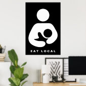 Plaatselijk eten / borstvoeding / cursief poster (Thuiskantoor)
