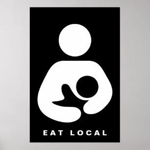 Plaatselijk eten / borstvoeding / cursief poster