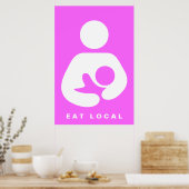 Plaatselijk eten / borstvoeding / cursief poster (Keuken)