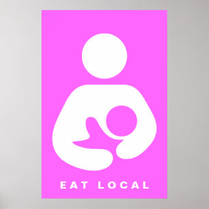 Plaatselijk eten / borstvoeding / cursief poster