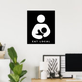 Plaatselijk eten / borstvoeding / cursief poster (Thuiskantoor)