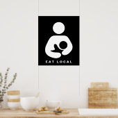 Plaatselijk eten / borstvoeding / cursief poster (Keuken)