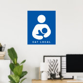 Plaatselijk eten / borstvoeding / cursief poster (Thuiskantoor)