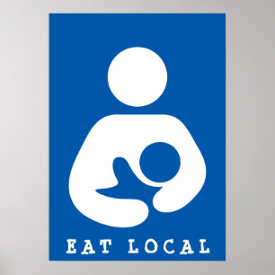 Plaatselijk eten / borstvoeding / cursief poster