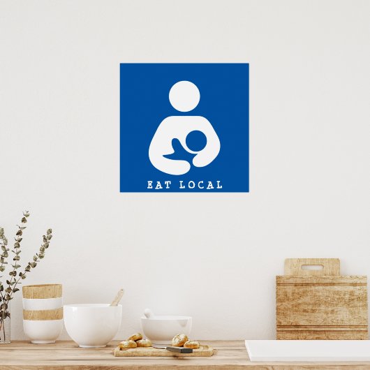 Plaatselijk eten / borstvoeding / cursief poster (Keuken)