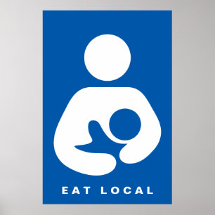 Plaatselijk eten / borstvoeding / cursief poster