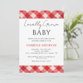 Plaatselijk geteelde Baby shower boeren markt rood Kaart (Staand voorkant)