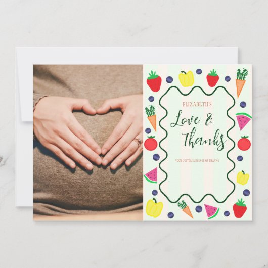 Plaatselijk geteelde Baby shower van de landbouwma Bedankkaart (Voorkant)